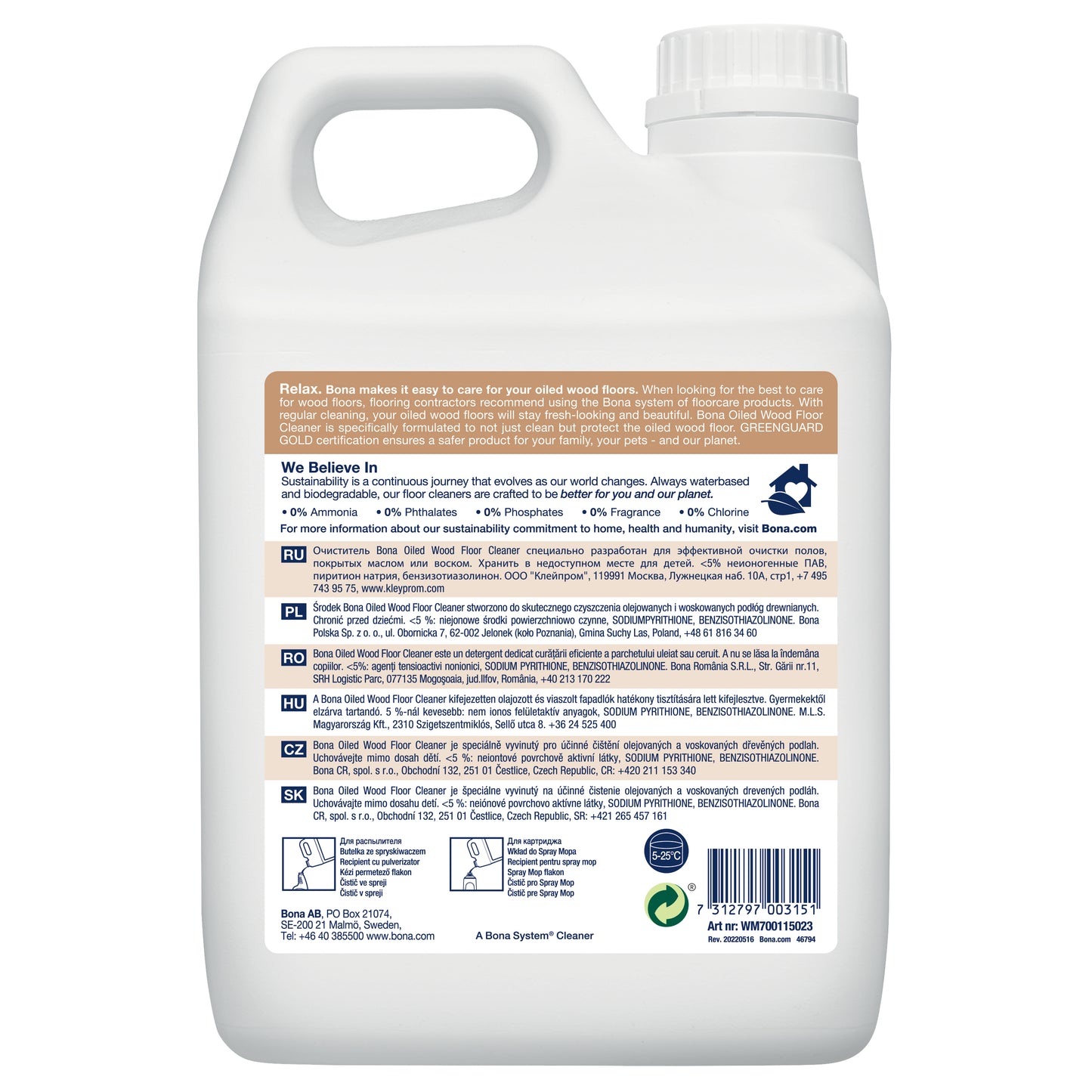 Refill til Bona Spray Mop - Olierede gulve 2,5 L