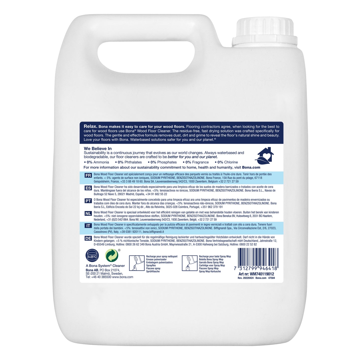 Refill til Bona Spray Mop - Lakeret gulv 4 L