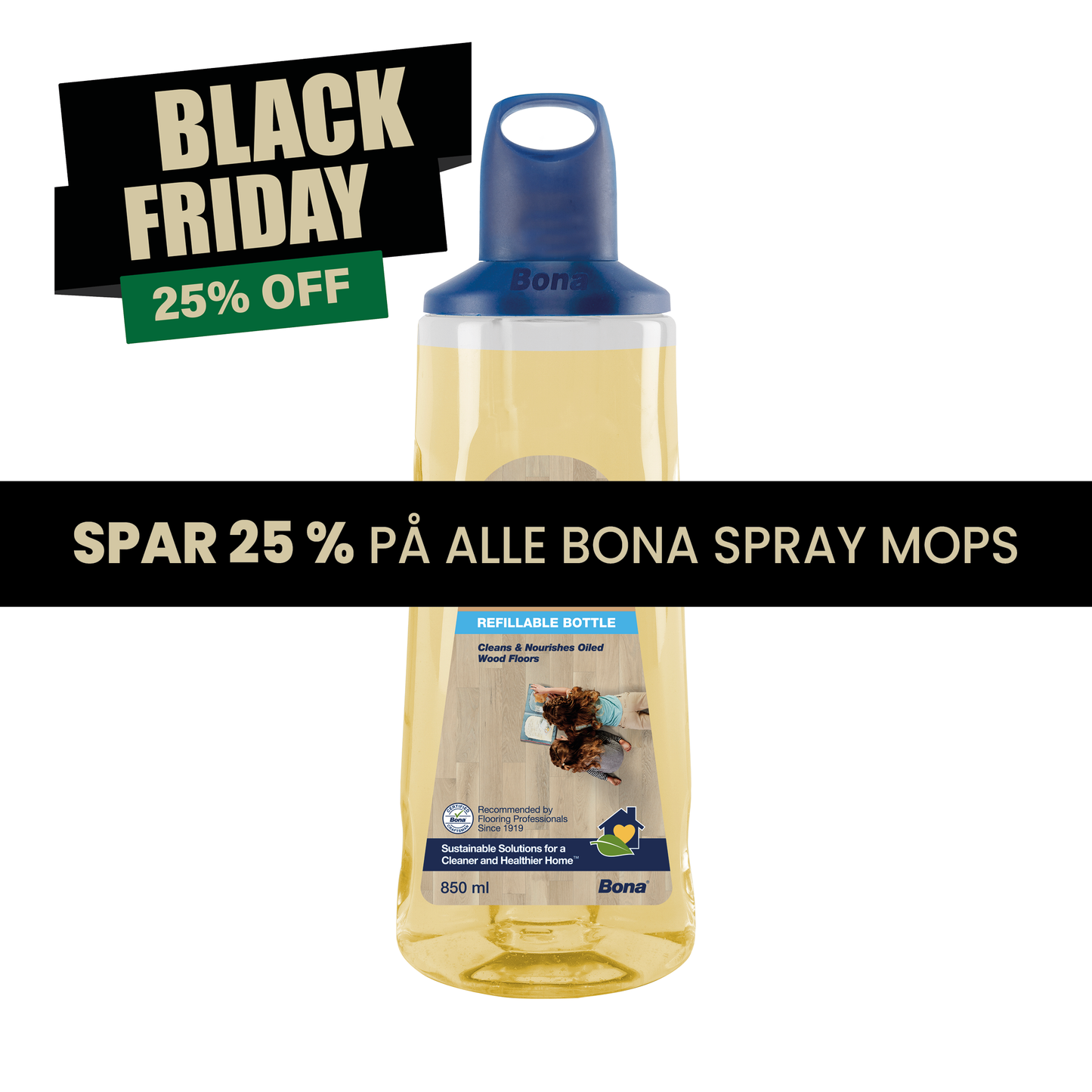 Bona Spray Mop Refill - Olierede gulve 0,85 L